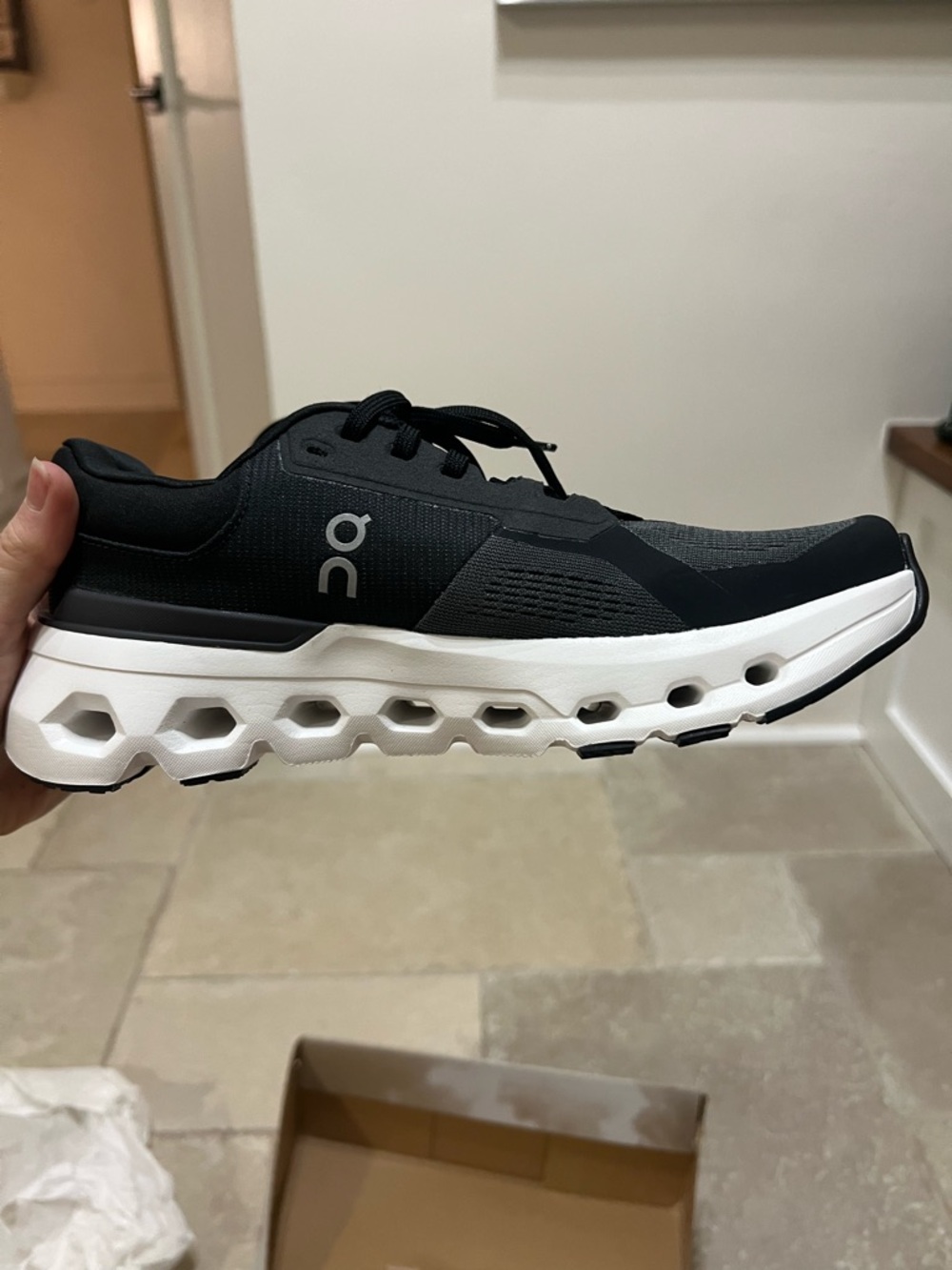 On Running OnCloud Cloudrunner Women's Athletic Shoes in Black/White - Picture 2 of 4